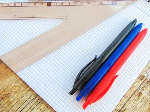 Table with objects. Stock Photos