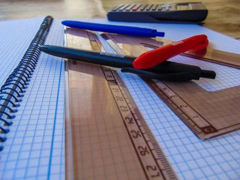 Table with objects. Stock Photos