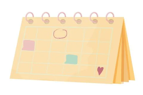 Table office calendar, simple pastel symbol, reminder in cartoon style isolated Illustrazione stock