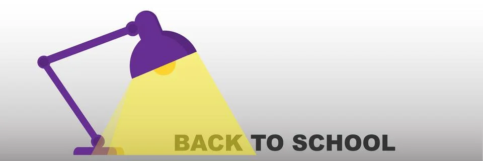 Table office lamp. Flat design vector illustration Back to school, header for Stock Illustration