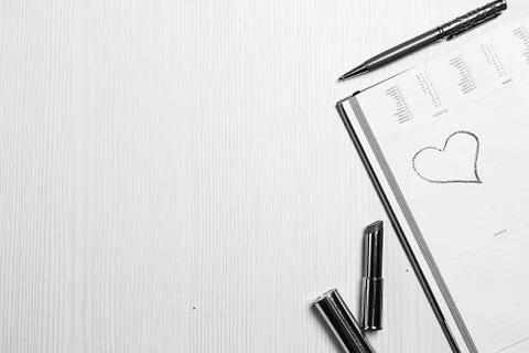 The table in the office. stationery lying on the table. Workplac Stock Photos