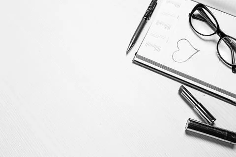 The table in the office. stationery lying on the table. Workplac Stock Photos