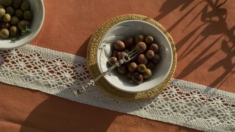 Table Olives 4k RED KOMODO Stock Footage 233686297