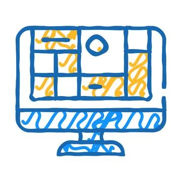 Table of operating system icon doodle illustration Stock Illustration