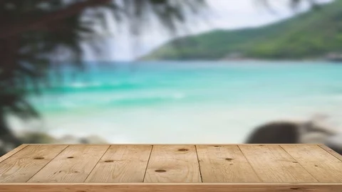 Table on outdoor beach backgrounds Stock Footage 112645346