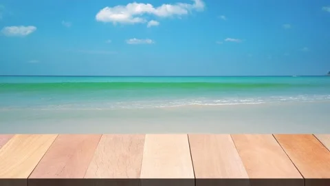 Table on outdoor beach backgrounds Stockbeeldmateriaal 149499652