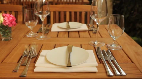 Table of an outside restaurant Stock Footage 61014936