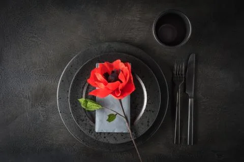 Table with paper flower Stock Photos