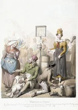 Table of Paris - The bridge, the dog clipper Georg Emmanuel Opitz (or OPIZ... Stock Photos