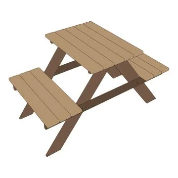 Table picnic icon, vector outdoor background illustration, park bench wooden Stock Illustration