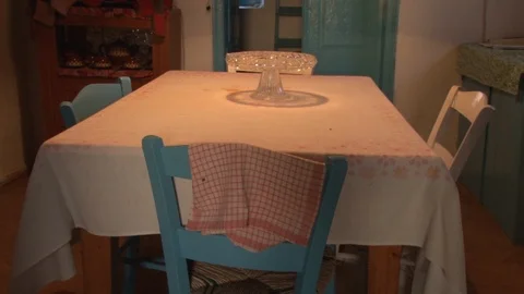 Table in a poor home in a Cycladic island Stock Footage 87068270