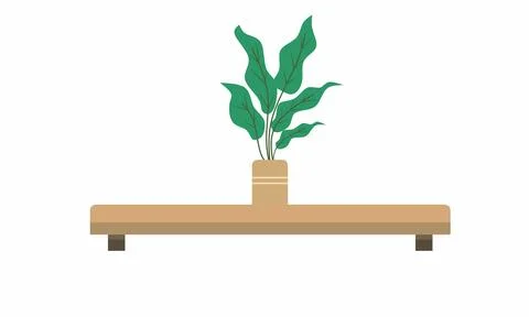 Table with potted flowers on it. Table with potted flowers on it.  Stock Illustration