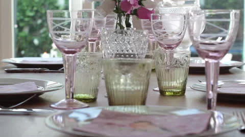 Table prepared for lunch Stock Footage 25835631