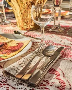 Table prepared for thanksgiving dinner Stock Photos