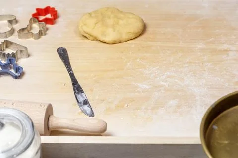 Table ready for baking at home concept. Stock Photos