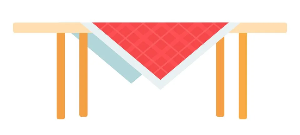 Table with red checked tablecloth vector icon flat isolated Stock Illustration