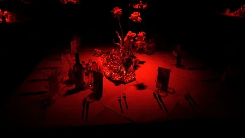 A table in a restaurant with beautiful lighting Stock Footage 105256565