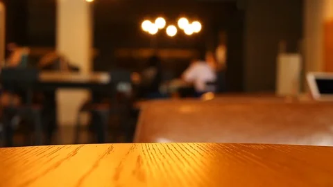 Table at restaurant blurred background Stock Footage 80961543