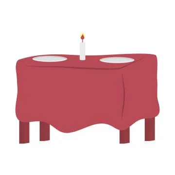 Table restaurant with dish and candle Stock Illustration