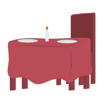 Table restaurant with dish and candle Stock Illustration