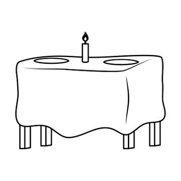 Table restaurant with dish and candle Stock Illustration