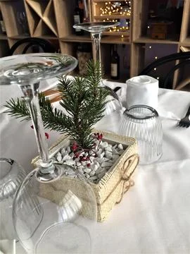 Table restaurant glasses Fotos Stock