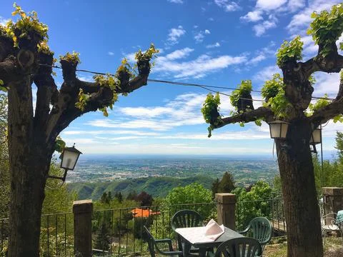 A table in a restaurant on a high mountain Stock Photos