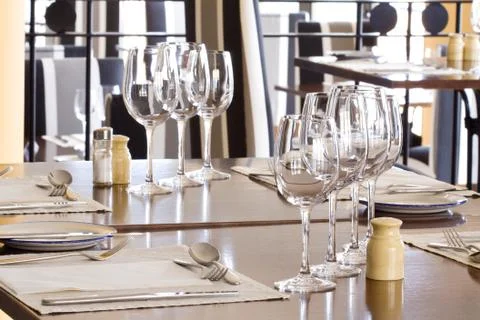 Table in restaurant Stock Photos