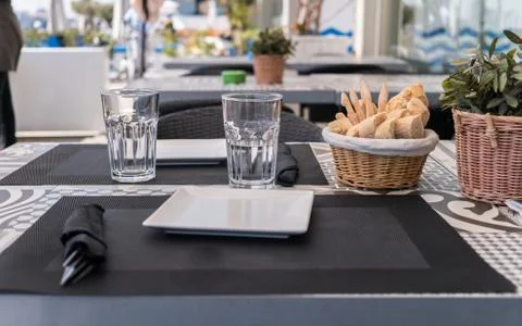 Table restaurant terrace Stock Photos