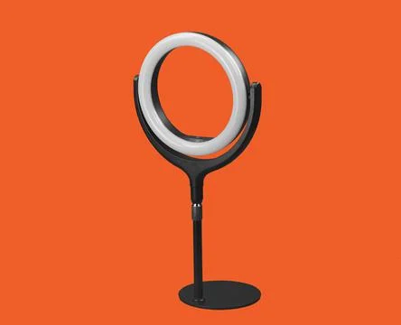 Table ring lamp on a monopod on bright red background Stock Photos