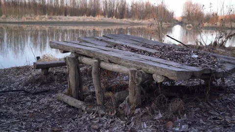 Table by the river Stock Footage 186622498
