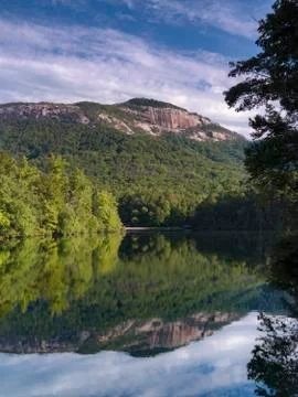 Table Rock Mountain reflection in Pinnacle Lake Stock Photos