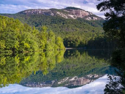 Table Rock Mountain reflection in Pinnacle Lake Stock Photos
