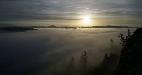 Table Rock Oregon Time Lapse with fog forground Stock Footage 72803808
