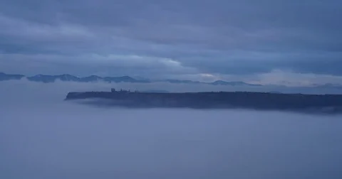 Table Rock Oregon Time Lapse with fog forground Stock Footage 72994861