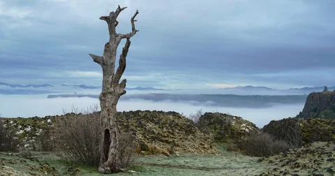 Table Rock Oregon Time Lapse with fog forground Stock Footage 72996755
