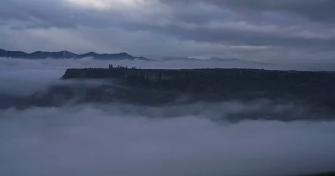 Table Rock Oregon Time Lapse with fog forground Stock Footage 73019660