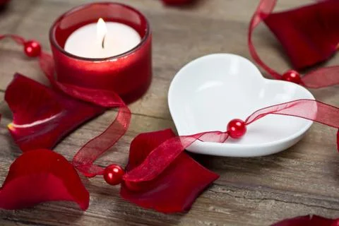 Table with rose decoration Stock Photos