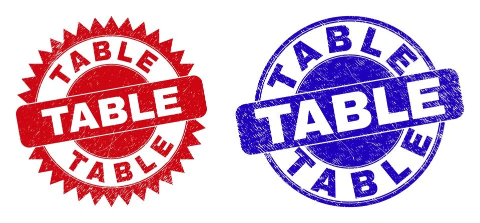 TABLE Round and Rosette Seals with Grunge Style Иллюстрация