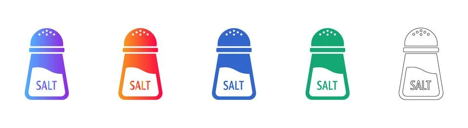 Table Salt Shaker Icon Set Stock Illustration