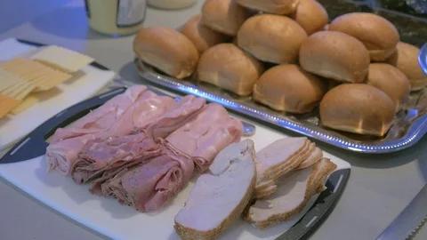 Table with sandwiches. Stockbeeldmateriaal 88188703