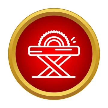 Table saw icon representing woodworking tools and manufacturing Stock Illustration