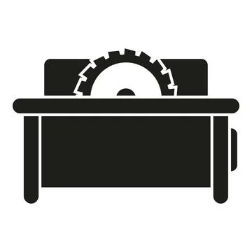 Table saw machine with circular blade working icon Stock Illustration
