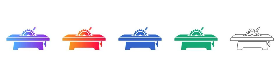 Table Saw Vector Tool Icons Stock Illustration