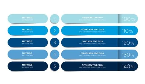 Table, schedule design template with 5 row. Vector banner. Stock Illustration