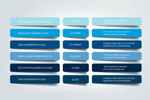 Table, schedule design template with 6 row. Vector banner. Stock Illustration
