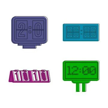 Table score icon set, color outline style Stock Illustration