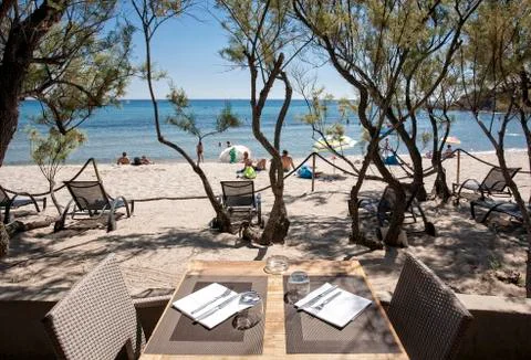 Table on the sea Stock Photos