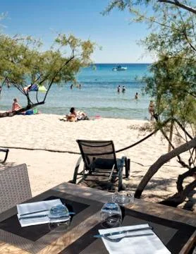 Table on the sea Stock Photos