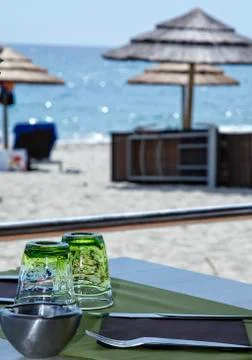 Table on the sea Stock Photos